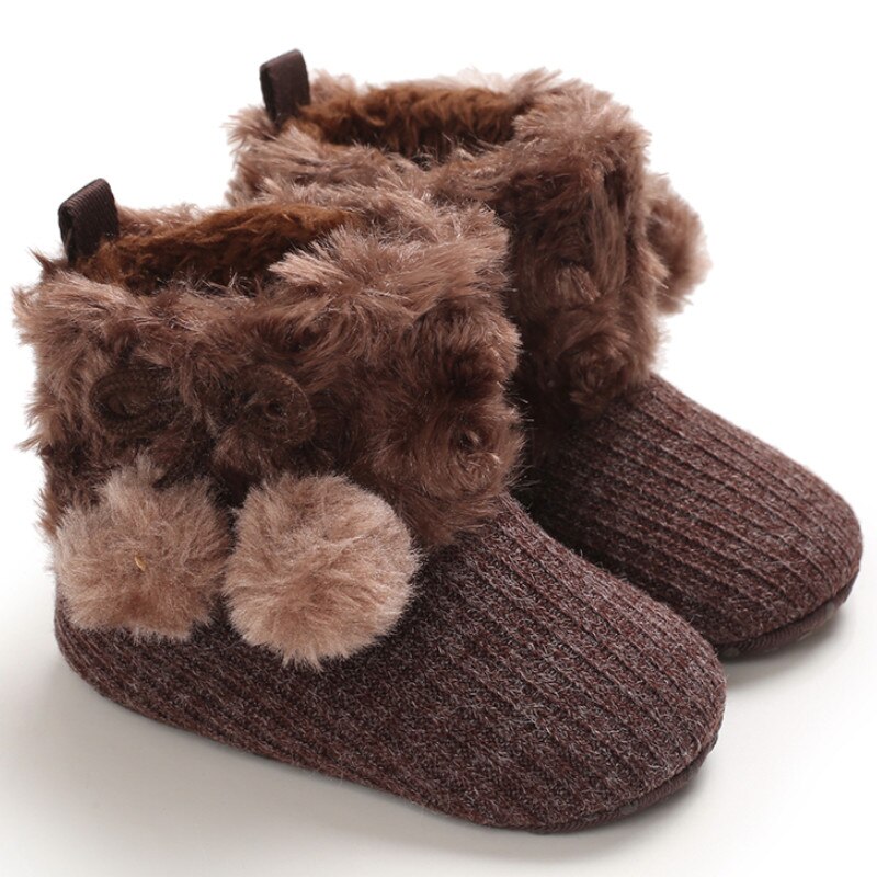 Winter Baby Schuhe, Einfarbig Weichen Bequemen Hairball Anti-Unterhose Prewalker Baumwolle Stiefel für freundlicher: 5 / 13