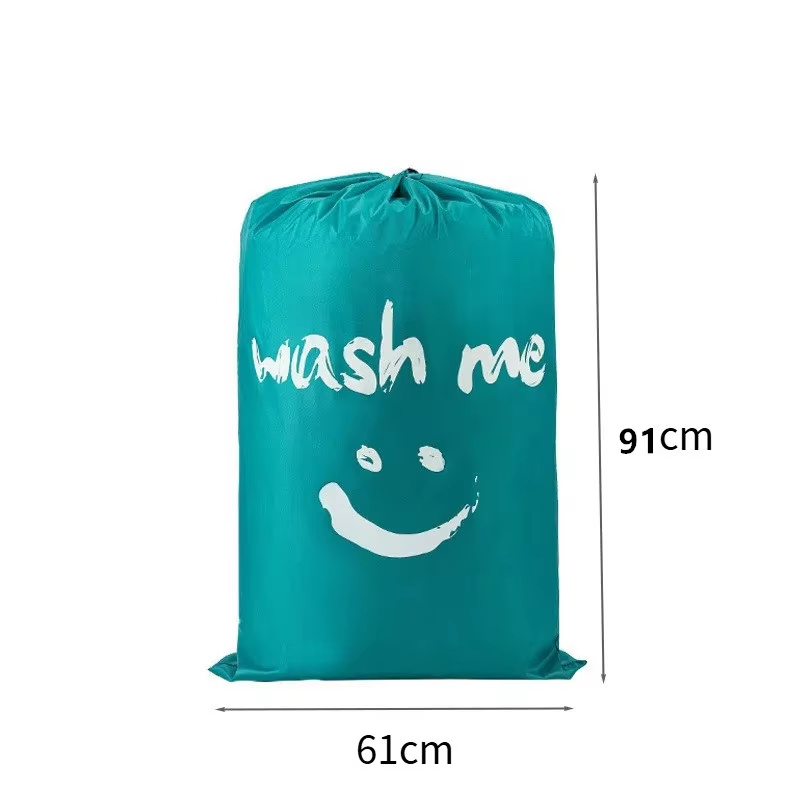 Nylon Laundry Bag Travel Storage Pouch Machine Washable Dirty Clothes Storage Wash Drawstring Bag Large Capacity: Blue
