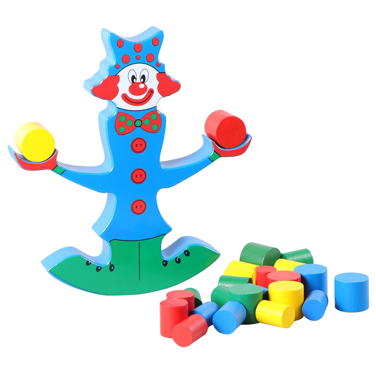 Kinderen Vroege Onderwijs Houten Puzzel Kleurrijke Clown Evenwichtsbalk Houten Vaardigheid Gebouw Balancing Game