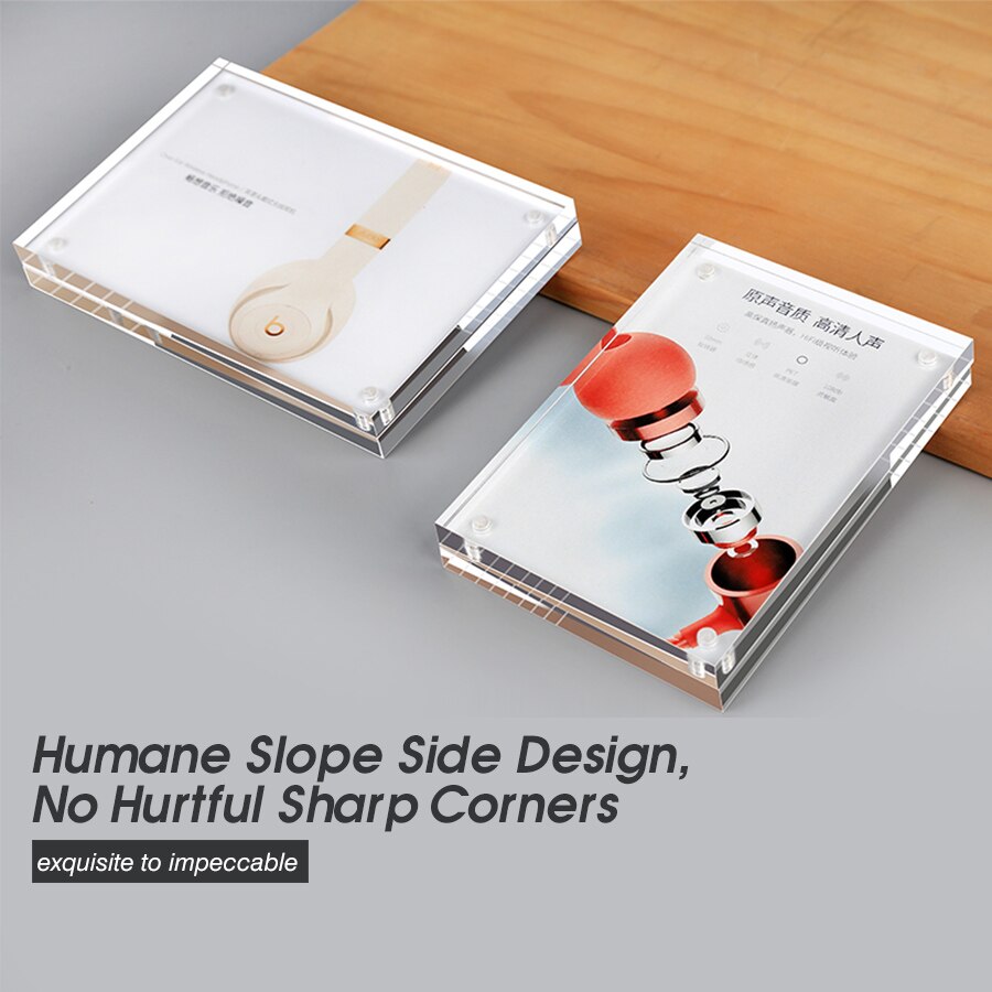 A6 Acrylic Sign Holder Stand Clear Freestanding Double Sided 24mm Thickness Frameless Desktop Display Magnetic Photo Frames