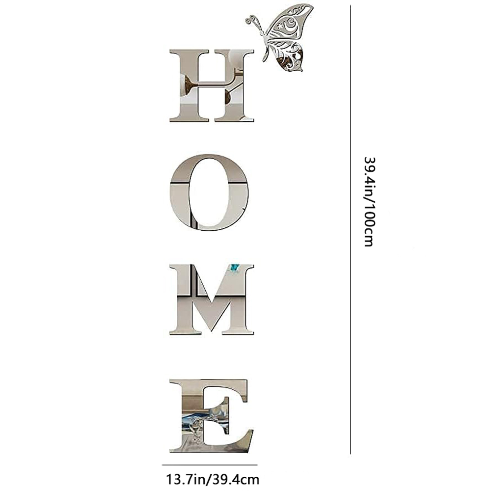 3D acrílico letras en inglés pegatina de pared para el hogar espejo 3D pegatina de pared acrílica calcomanías autoadhesivas decoración de en casa arte de pared Mural: Default Title