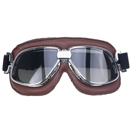 Läder motorcykel glasögon vintage pilot motocross glasögon hjälm cykling glasögon solglasögon för harley style cafe racer gafas: Beige