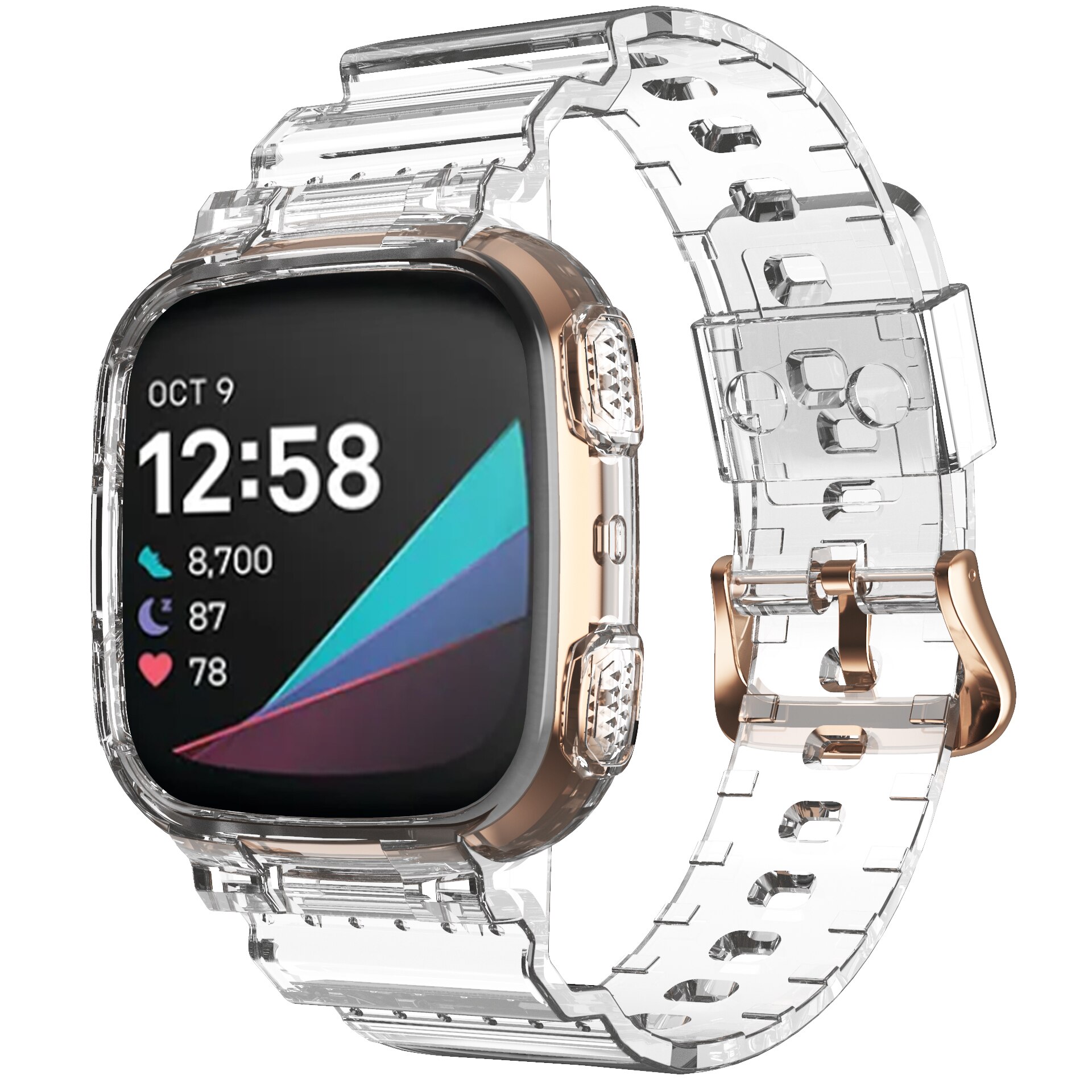 Sport Transparante Band Voor Fitbit Versa 2 3/Gevoel Crystal Clear Vervanging Band Met Robuuste Bumper Case Horloge Fit accessoires: fitbit versa 3