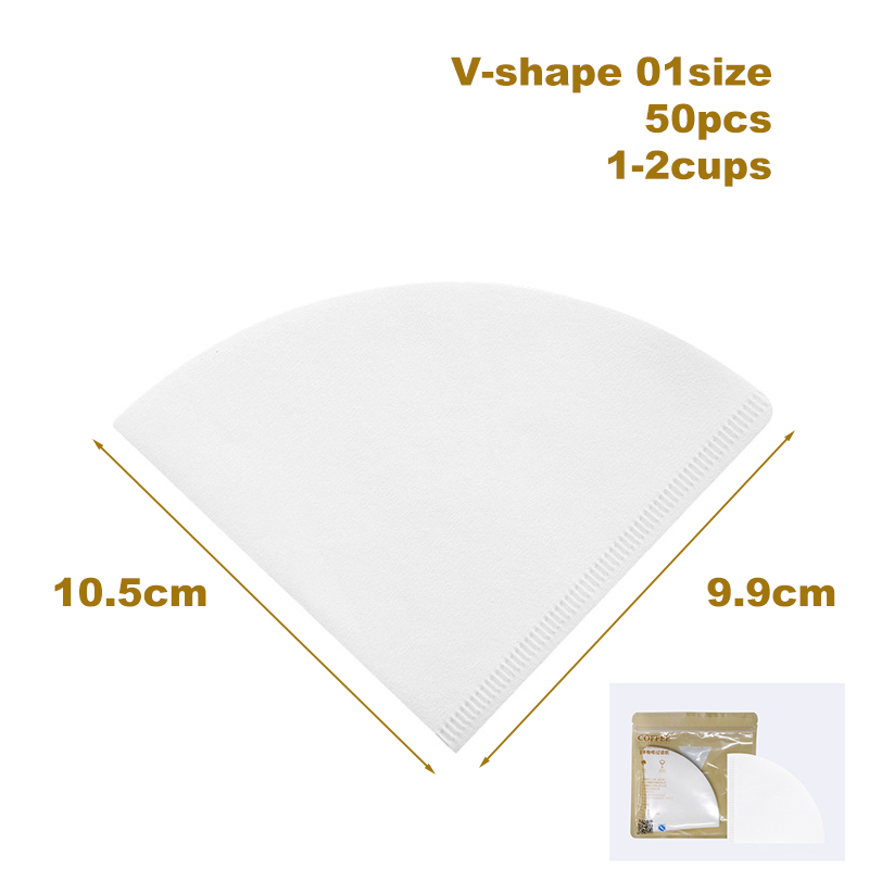 Papel de filtro de café TIMEMORE, 50 Uds., filtros de papel para verter sobre café, papel de filtro en forma de V para el hogar, funciona con gotero de café de cono: Negro