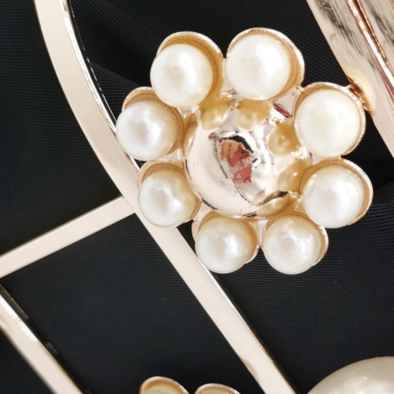 Perle Abend Kupplung Tasche, Aushöhlen Blumen Perlen metallisch für Frauen