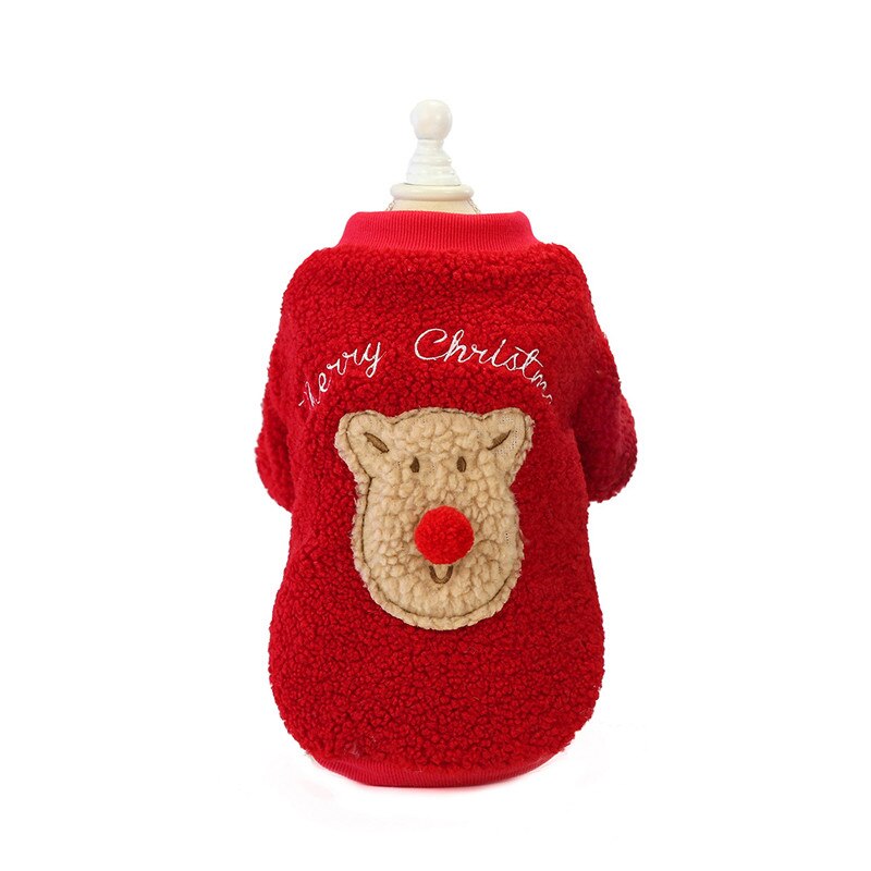 Weihnachten Elch Welpen Hund Jacke Overall Winter Warme Haustier Kleidung für Kleine Hunde Chihuahua Yorkies Katze Overall Mascotas Kleidung: rot Pullover / M