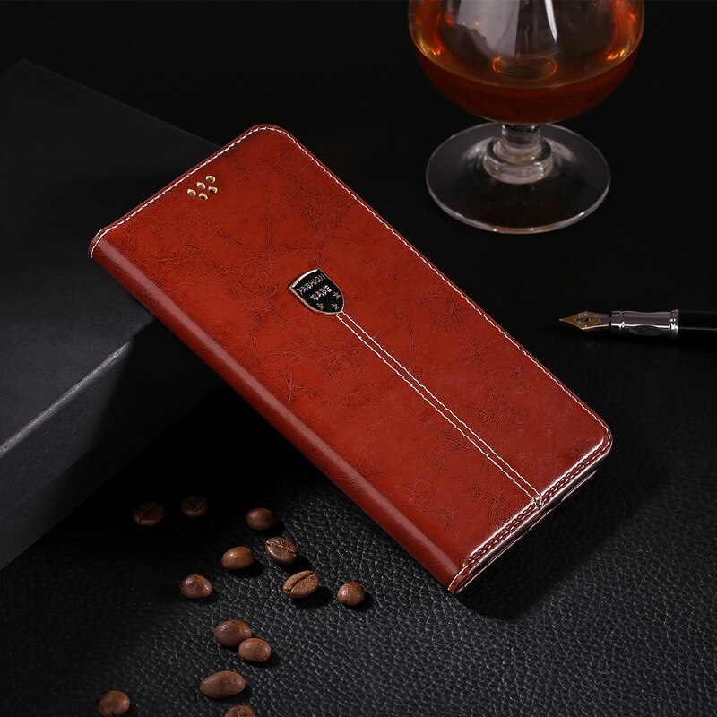 Para coque wileyfox faísca/faísca mais caso luxo flip carteira de couro caso para wileyfox swift 2 x/swift 2 mais capa coldre: Wileyfox Spark Plus / Brown