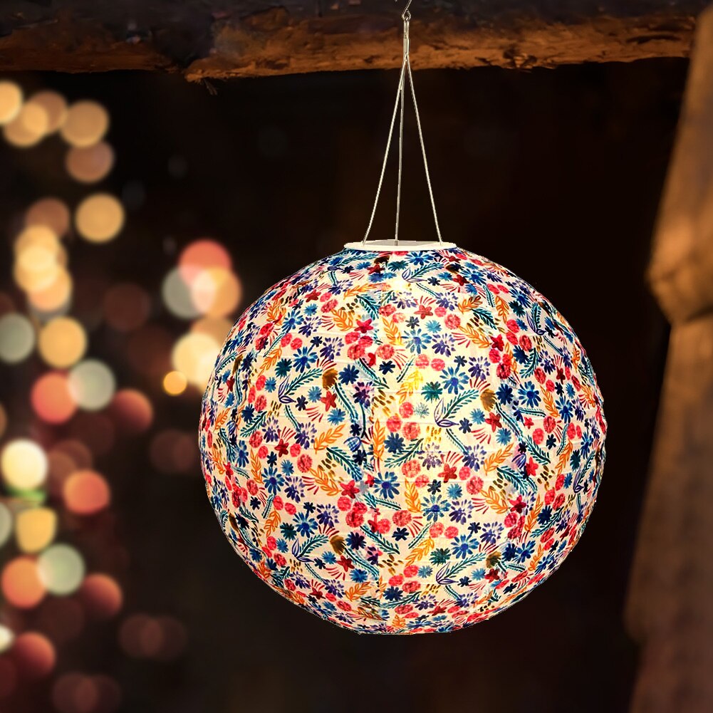12 inch japanese paper lantern Solar Power Chinese lantern Hanging round lantern for Wedding birthday party decorations: Warm Light1
