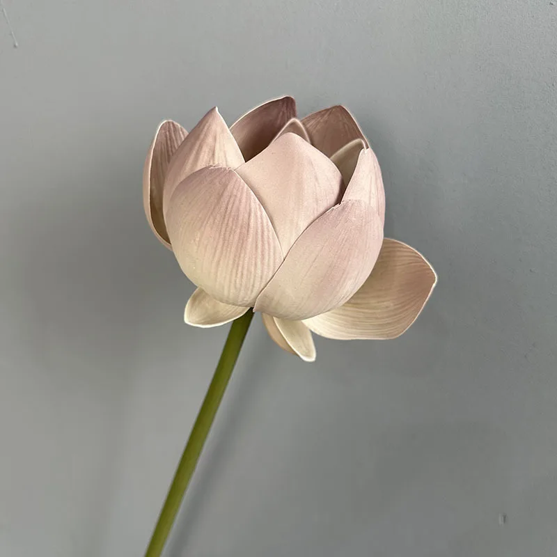 Artificial Flower EVA Lotus with Pole Lotuses Leaves Home Living Room Pastoral Style Decoration Simulation Pink White Flowers: Beige