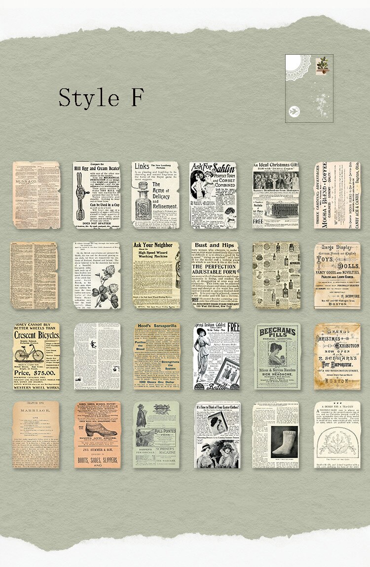YueGuangXia Vintage papier affiche Scrapbooking à la main artisanat sec bricolage Journal voyage enregistrement enveloppes papier de fond 25 pièces: F