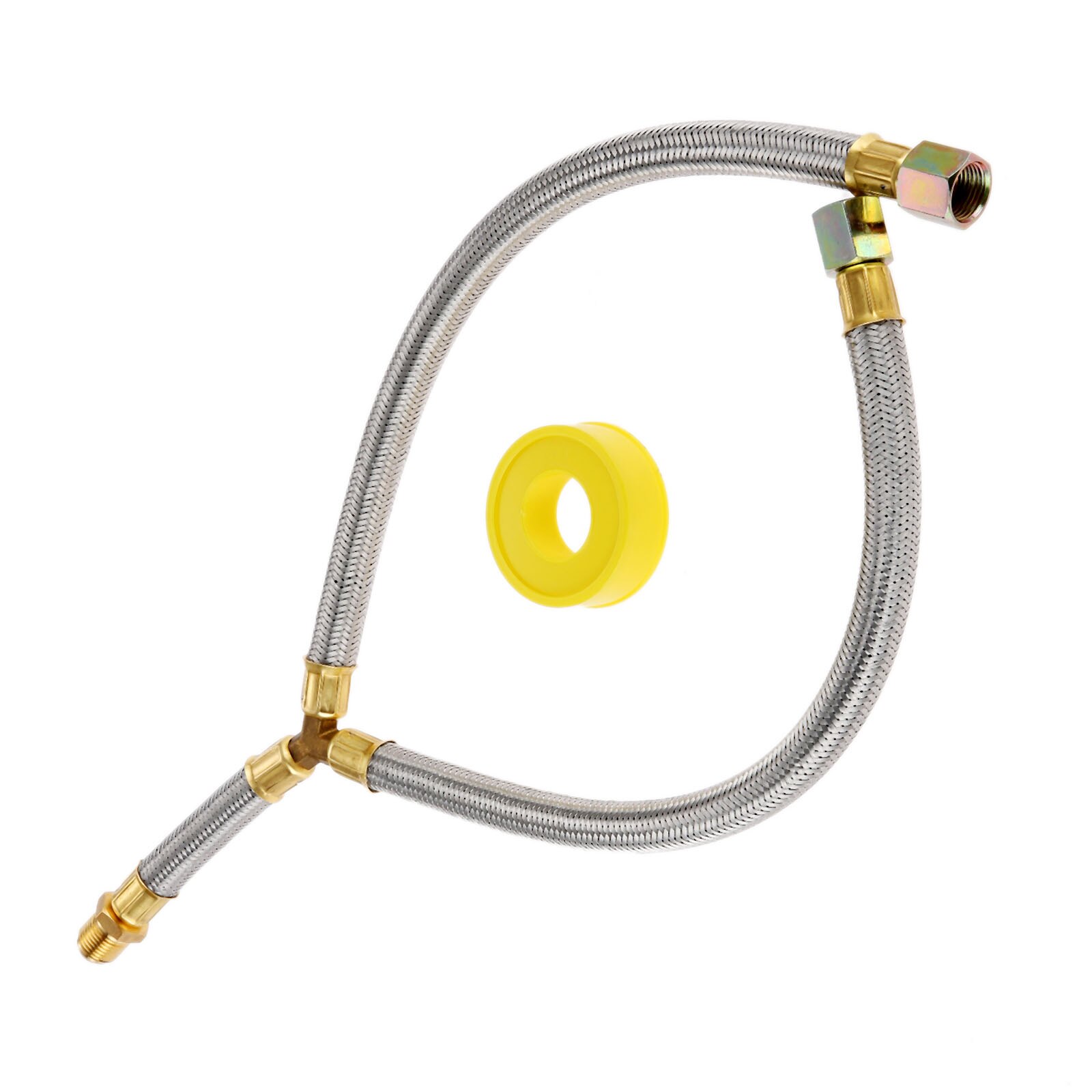 Propan Grill Y-Splitter Verlängerung Adapter Geflochtene Schlauch Länge 15 mit 3/8 aufflackern Verbindung