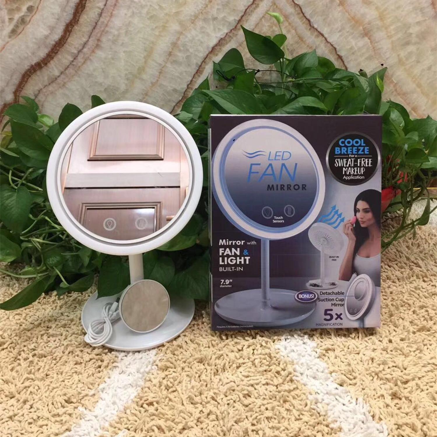 3 in 1 Tabelle Schreibtisch LED machen-hoch Spiegel Licht Lampe Brise Schönheit Spiegel 5X Lupe Spiegel und Fan für Dame frauen Schönheit Werkzeug