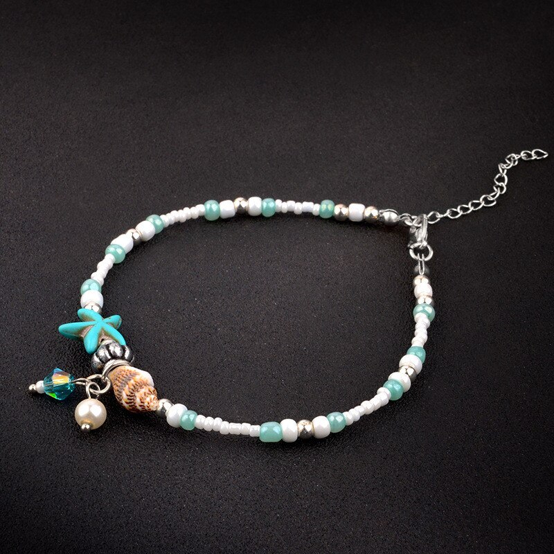 Modyle Bohemian Gesimuleerde Parel Zeester Enkelband Charms Conch Losse Halhal Barefoot Voet Ketting Voor Vrouwen Strand Sieraden