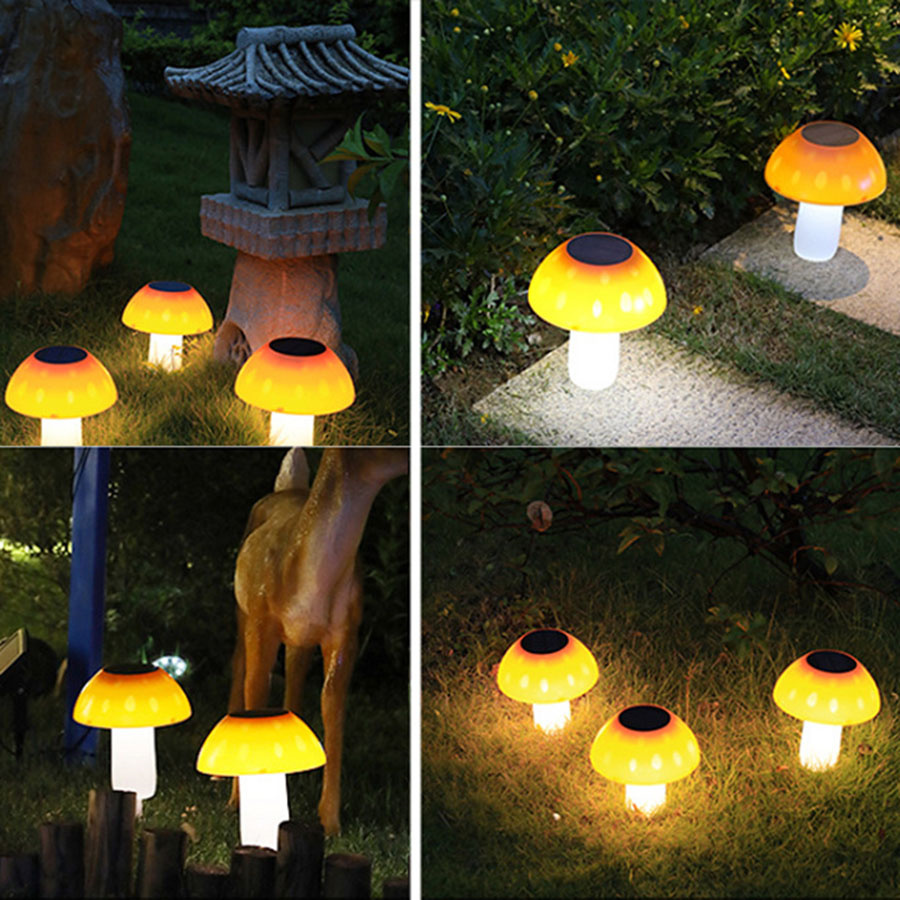 Thrisdar Gelb Pilz Solar- Nachtlicht Lampe draussen Solar- Weg Rasen Licht Wasserdicht Landschaft Solar- Garten Einsätze Licht