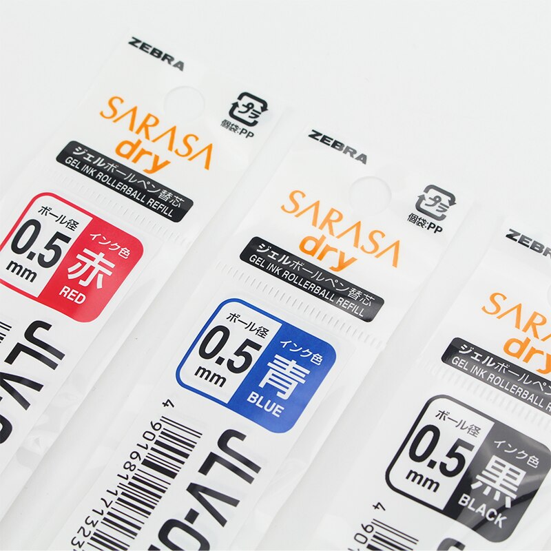 Zebra-Bolígrafo de tinta de Gel JLV-0.5, repuesto de airfit SARASA seco para JJZ49 JJ31, bolígrafo neutral de 0,5mm, disponible en colores negro/azul/rojo de Japón