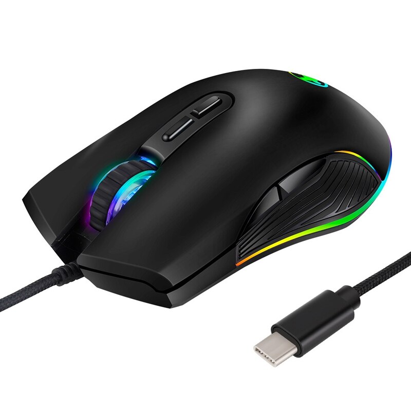 USB C Mouse Type C Ergonomic Wired Mouse RGB Gaming Mouse Optical Mouse: Default Title
