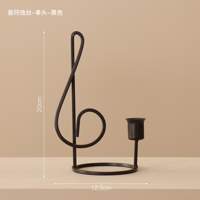 Lyx järn konst musik noter musik doft ljusstake ornament romantisk bröllop levande ljus middag modern: 1 topp svart