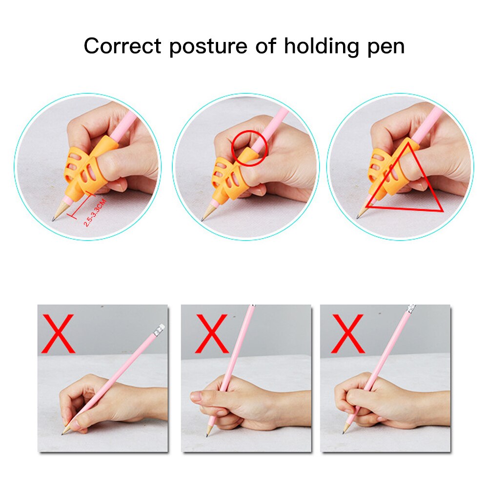 3pcs Two-Finger Silicone Pencil Grips Pen Holder Ergonomic Writing Aid Posture Correction Tool for Kids Preschoolers