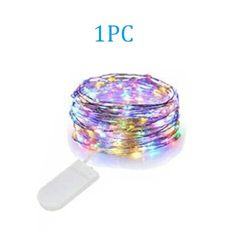 2M LED String light Silver Wire Fairy Light Firefly Lights Battery Operated Garland Home Christmas Wedding Party Decoration: 2M 1PC Colorful