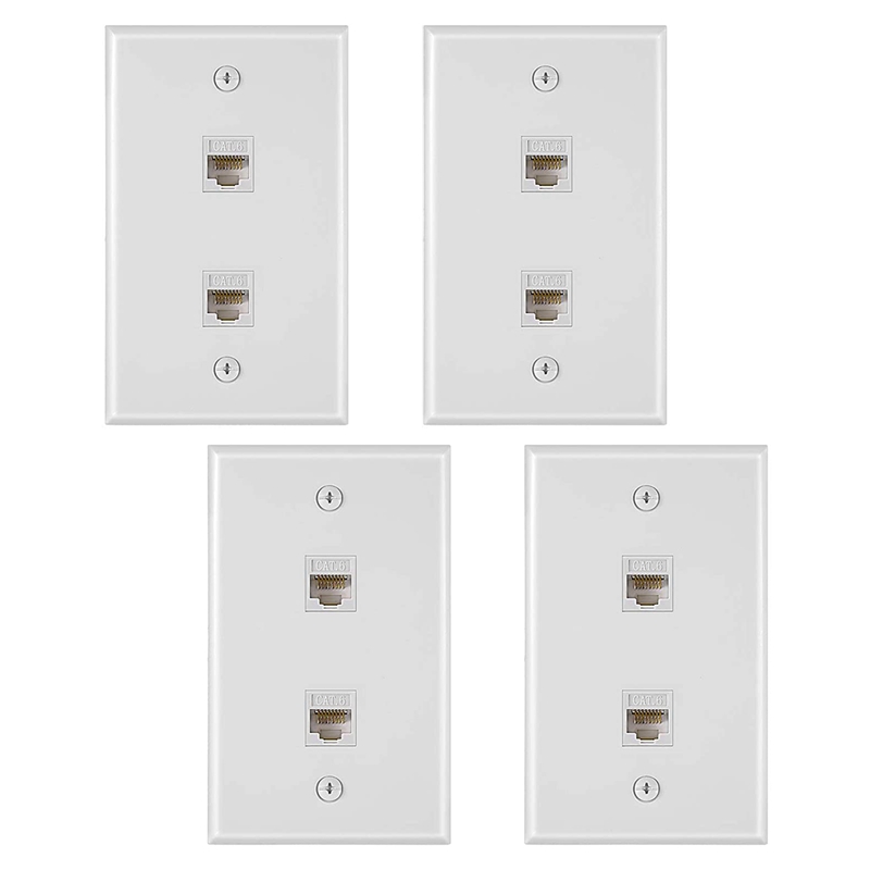 4 Stuks 2 Poort Ethernet Muur Plaat, RJ45 Cat6 Vro... – Vicedeal