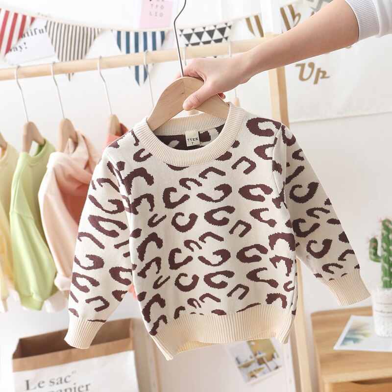 Pull motif léopard pour enfants, pour garçons et filles de 2, 3, 4, 5, 6, 7, 8 ans