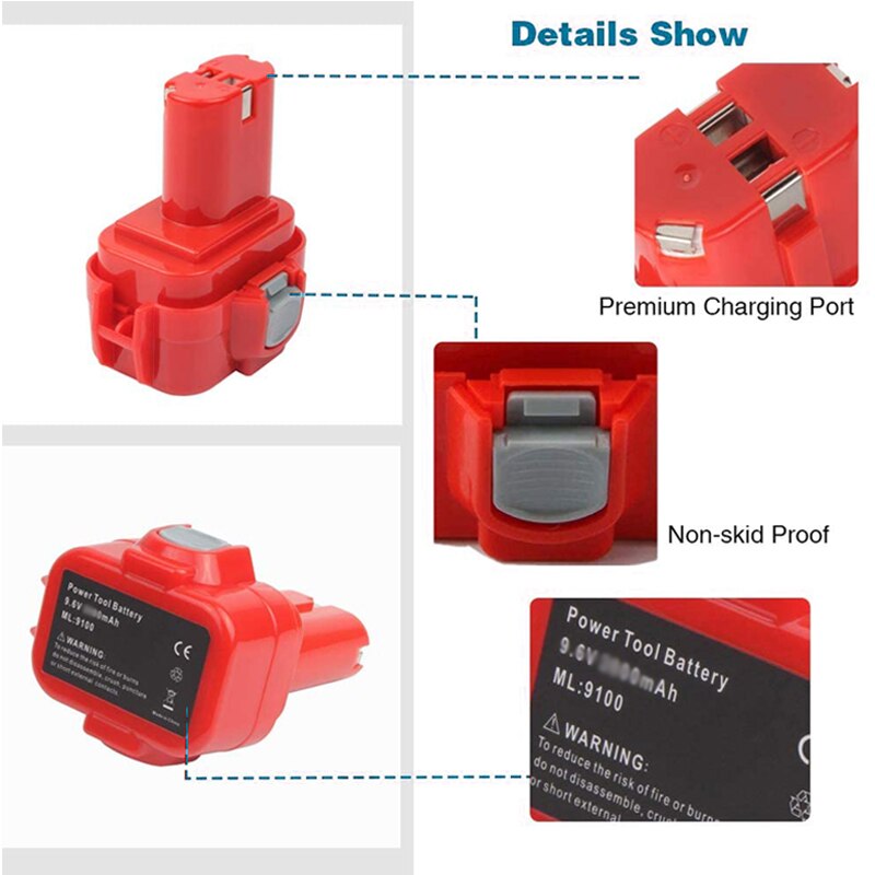3500mAh Replacement for Makita 9.6V Battery Ni-MH Rechargeable Battery for Makita 9122 9120 6222D 6203D 6260D 6226D 192595-8 L7