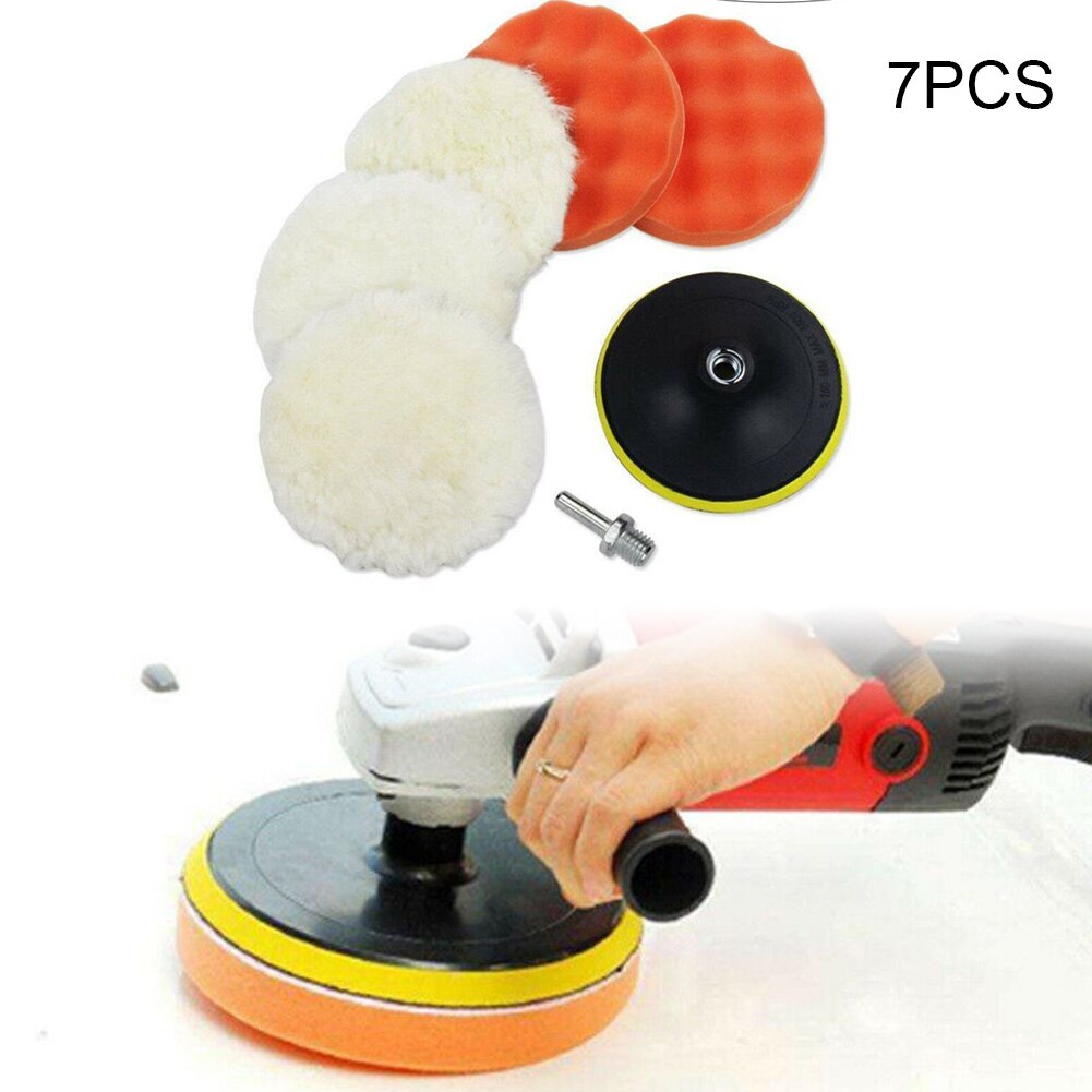 7Pcs 6in Polijsten Waxen Buffing Matten Spons Kit Voor Auto Polijstmachine Adapter 6-Inch Schroefdraad Boren Houtbewerking