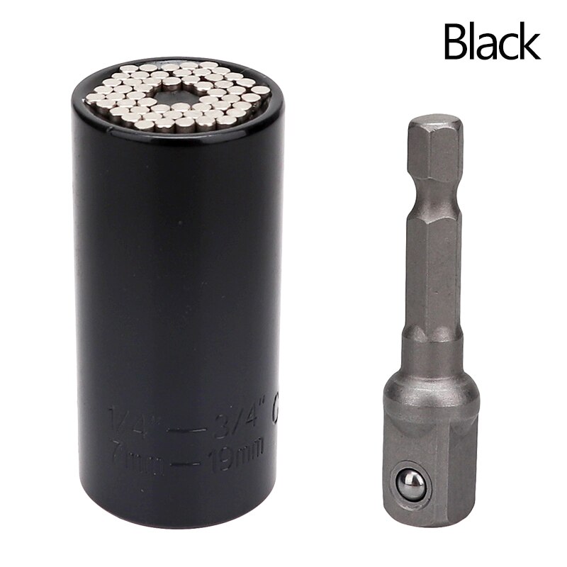 7-19mm Universal Torque Wrench Magic Socket Spanner Key Sleeve Multi Power Drill Ratchet Spanner Key Nut Tools: black