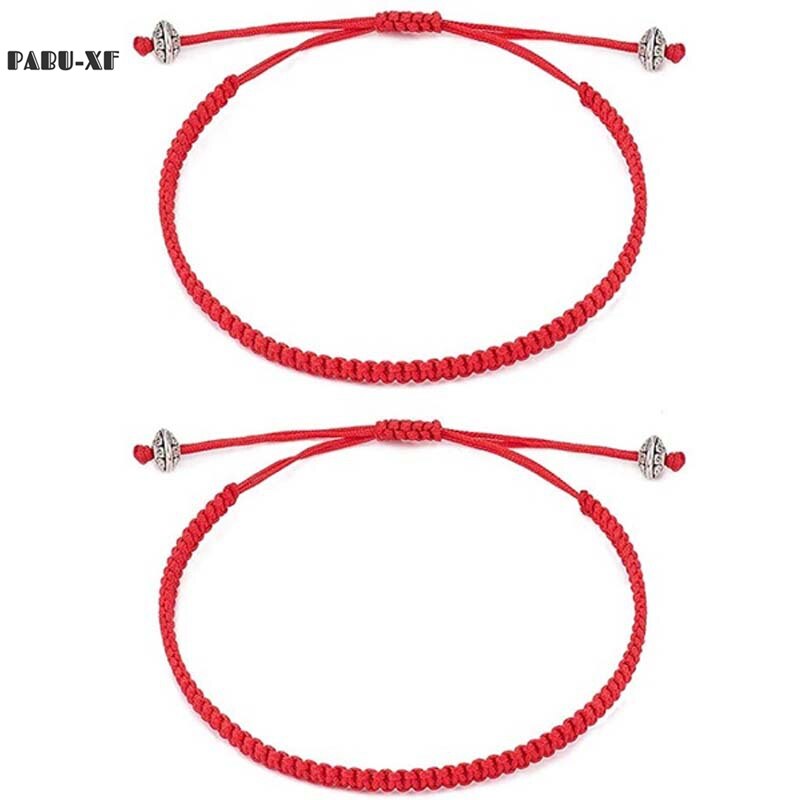 2 Stks/set Rode Draad Van Fate Armbanden Bescherming Geluk Eenvoudige Bijpassende Armbanden Voor Lover Vrouwen Mannen