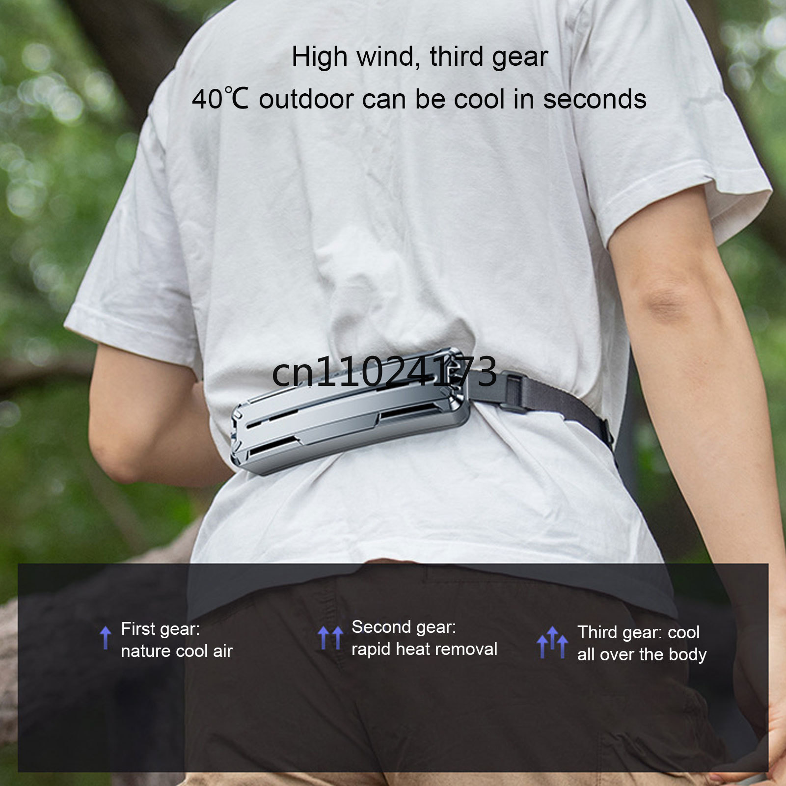 Resefläkt bärbar midjefläkt multifunktionell 3 hastigheter justerbar iskompress effektiv vidvinkelbältesfläkt för utomhussporter