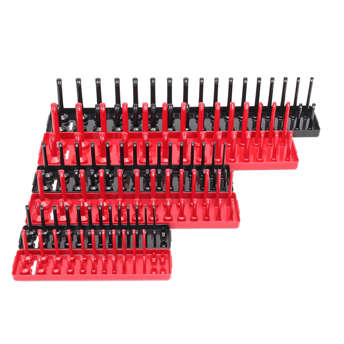 Zwart Rood 3 Pcs Socket Lade Rood Imperial/Zwart Metric 3-delige set 1/4 3/8 1/2 socket bracket