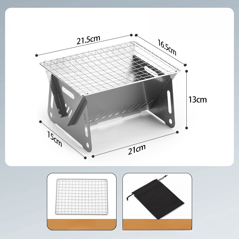 Grelhador a carvão portátil para churrasco, Churrasqueira pequena, leve, aço inoxidável, tampo da mesa, saco de transporte, ao ar livre, churrasco: Vermelho