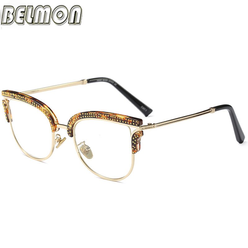 Belmon Optical Eyeglasses Women Prescription Spectacles Diamond Glasses Frames Transparent Clear Lens Eyewear RS824