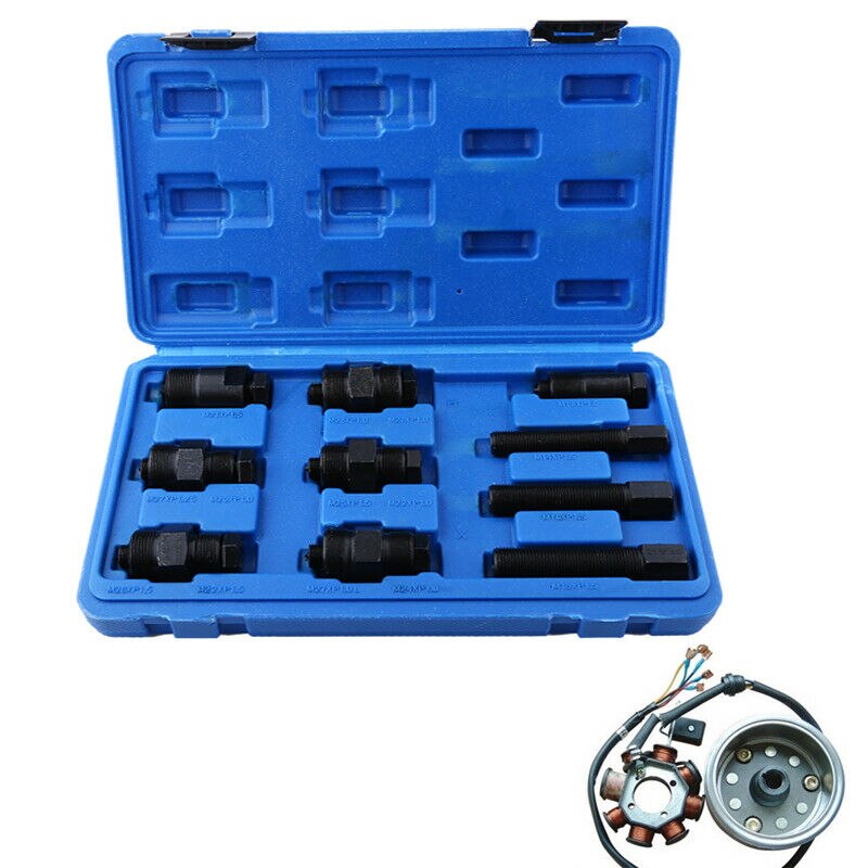 10pcs/Set Motorcycle Timing Control Solenoid Dirt Bike Flywheel Puller Pulling Tool Kit + Case Universal