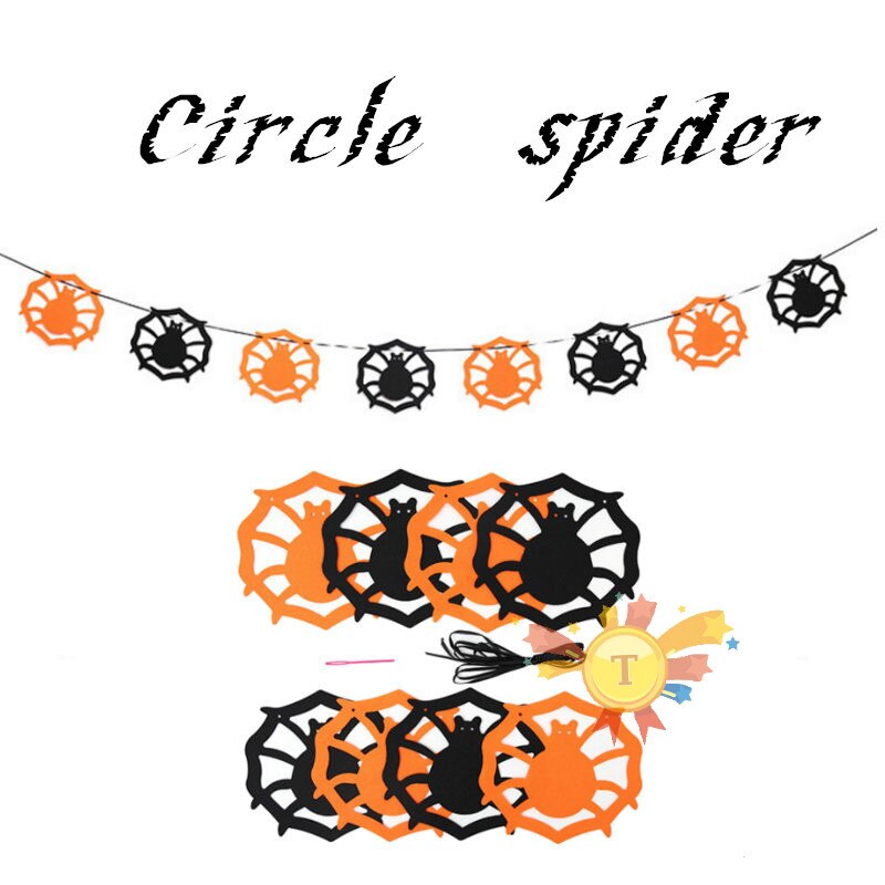 Paper Chain Garland Party Banner Event Decorations Pumpkin Bat Ghost Spider Skull Shape Halloween Banners Decor Garland: Circle spider