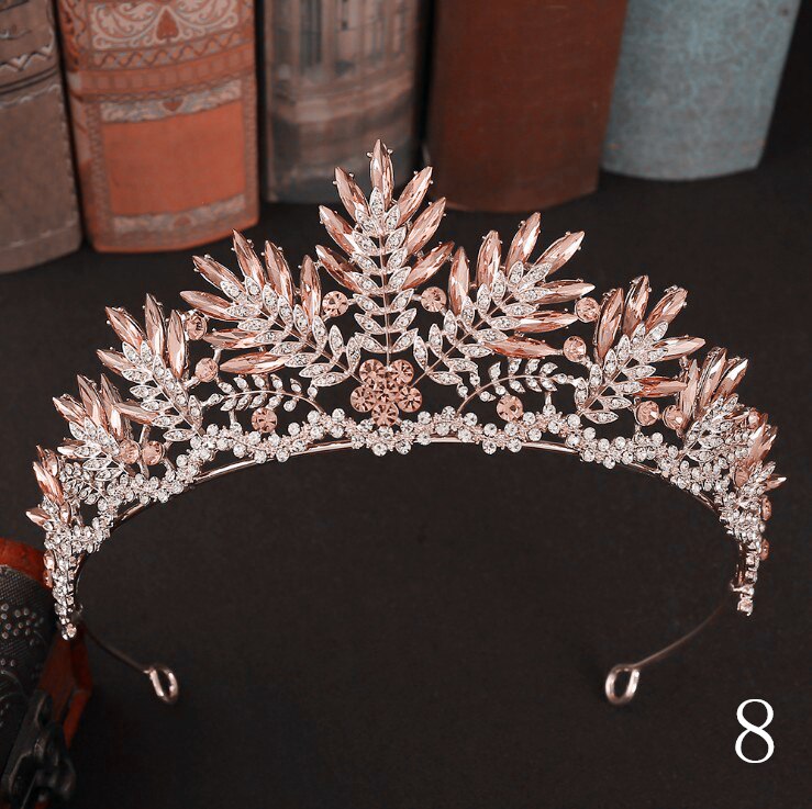Arancione di Cristallo Da Sposa Strass Oro Corona Sposa Diademi e Corona Copricapo Accessori Per Capelli Per Le Donne Da Sposa Da Sposa: 8
