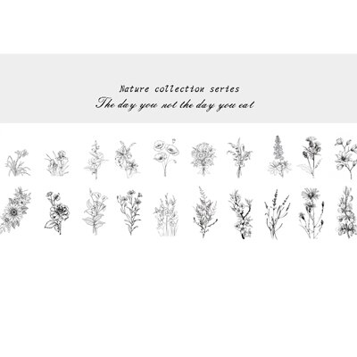 40 unids/bolsa de pegatinas de papel para decoración de plantas y flores naturales, pegatinas para decoración de álbumes de recortes: 06