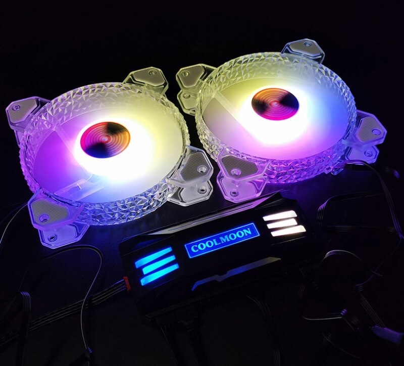 COOLMOON-ventilador de refrigeración ARGB, controlador inteligente de 4 pines, PWM, 5V, 3 pines, ARGB, Control remoto para carcasa de PC, radiador para chasis,