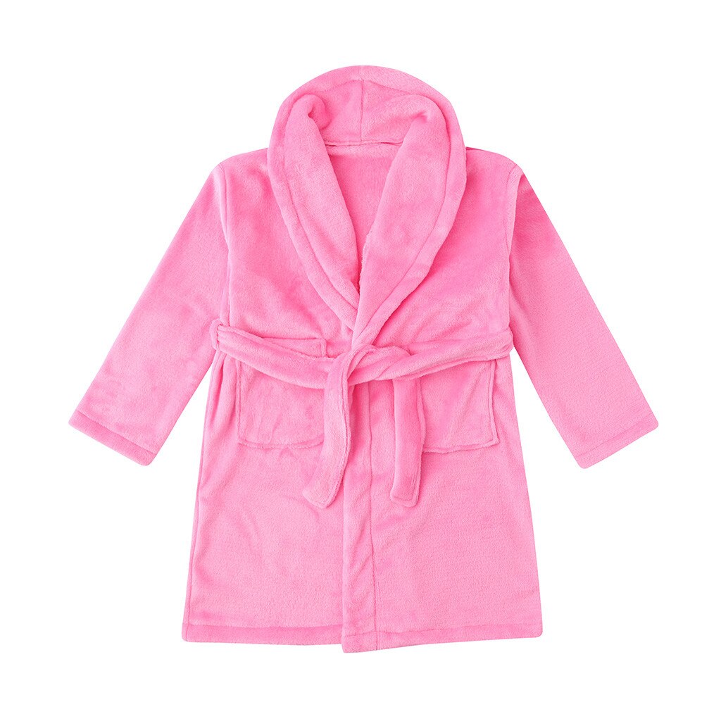 Vinter höst barnrock pyjamas för barn solid flanell varm barn nattkläder handduk nattlinne pojkar flickor badrockar