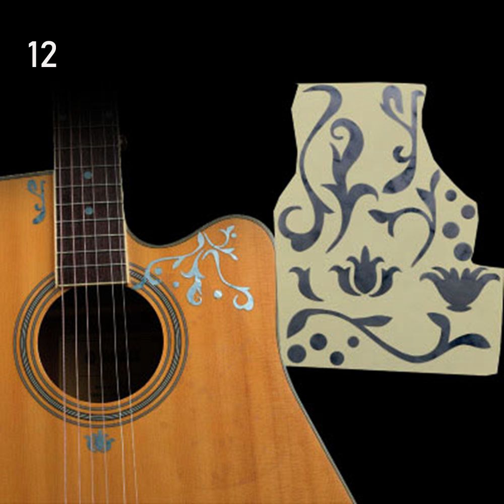 Parti di chitarra Decorazioni per strumenti musicali Accessori per chitarra Decalcomanie con intarsio incrociato Adesivi ultra sottili Adesivo per tastiera: Borgogna
