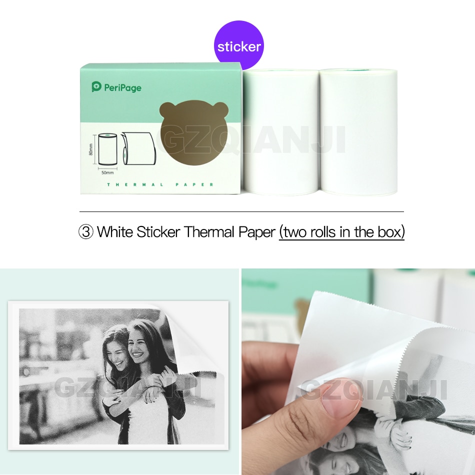 80mm 10 ans autocollant étiquette reçu papier thermique blanc ou coloré pour GZM8009 Peripage Mini poche Photo Notes imprimante