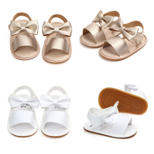 Sommerliche Baby-mädchen-sandalen mit schleife, rutschfeste krabbelschuhe, weiche sohle, lauflernschuhe mit schleife, weiche sohle