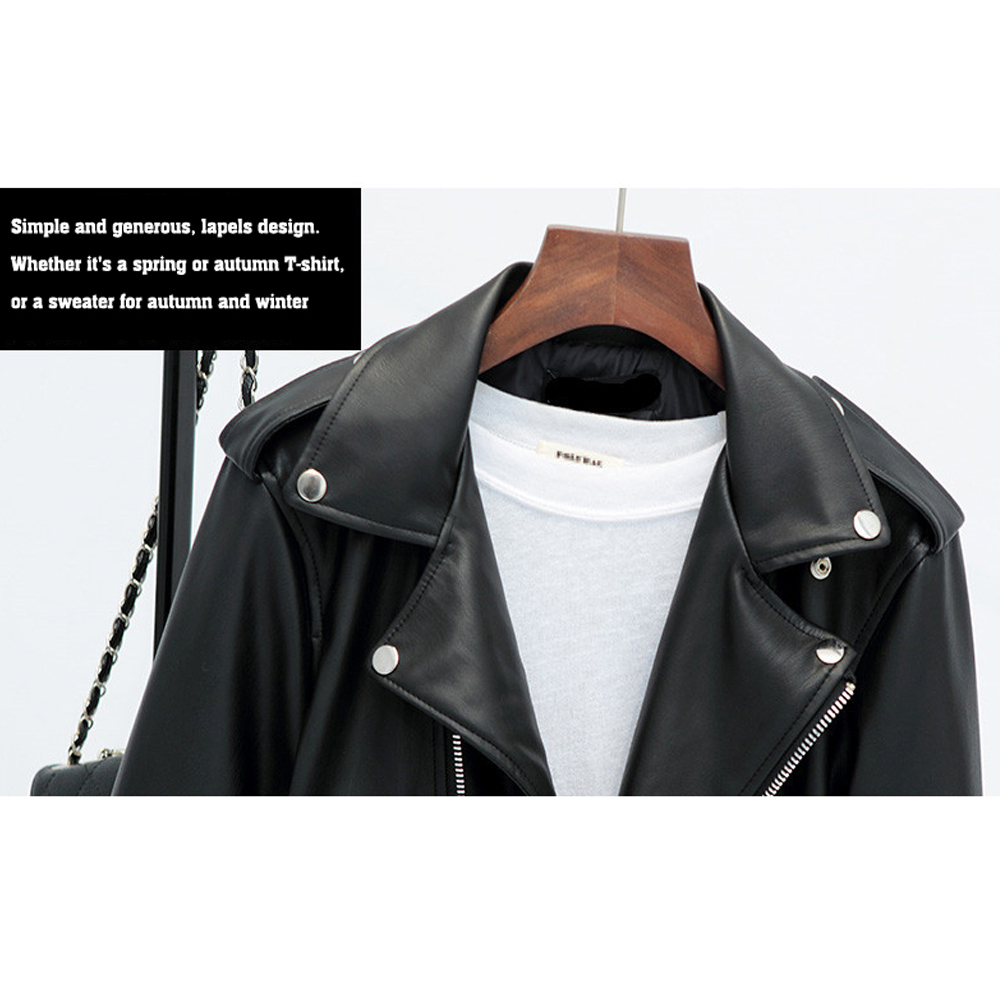 Loose PU Faux Leather Jacket Women Classic Moto Biker Jacket Spring Autumn Lady Basic Coat Plus Size Outerwear