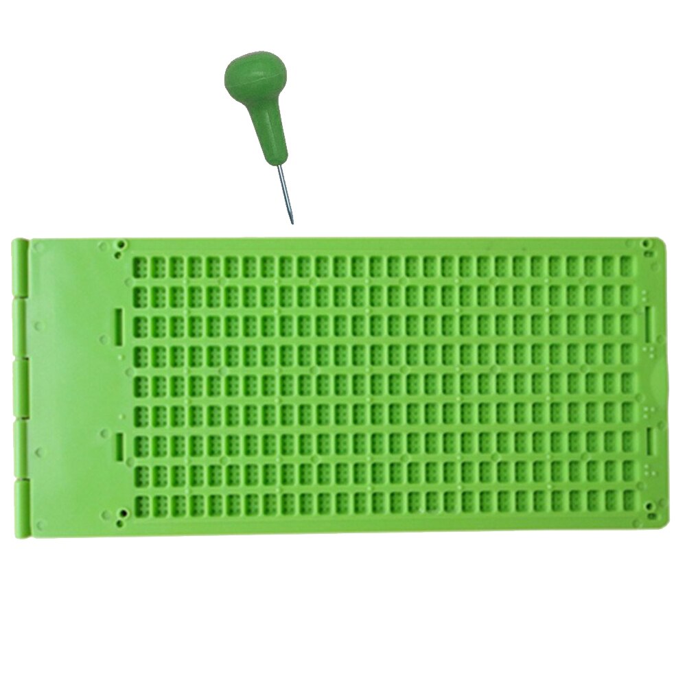 Green With Stylus School Practice Braille Writing Slate Vision Care 4 Lines 28 Cells Tool Portable Plastic Practical Learning