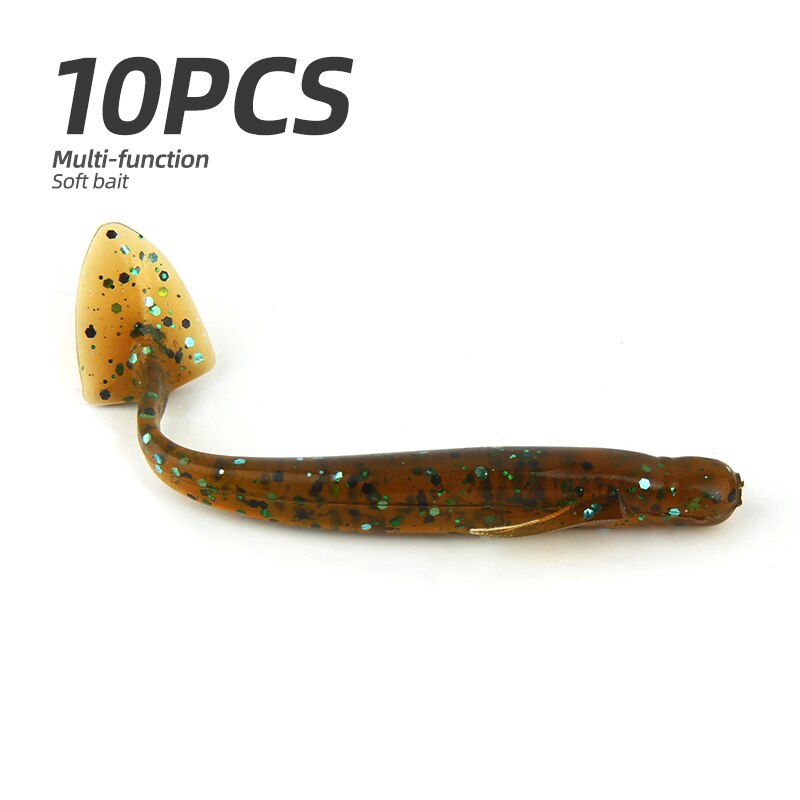 ARDEA 10 Uds cebo de gusano señuelo de Pesca de silicona suave señuelos de gusano aparejo suave carpas Pesca señuelo de trucha cebo de invierno: Brown / 50mm 0.9g