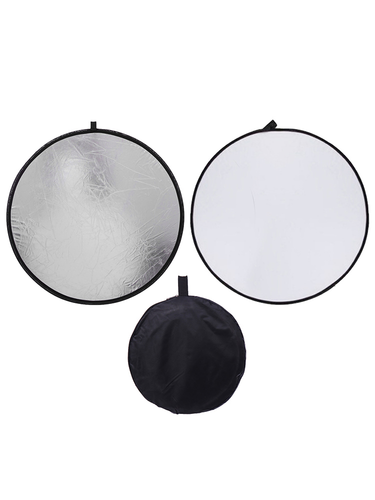 30cm/12inch 2in1 White And Silver Photo Studio Reflector Handhold Multi Collapsible Portable Disc Light Reflector For Photograph