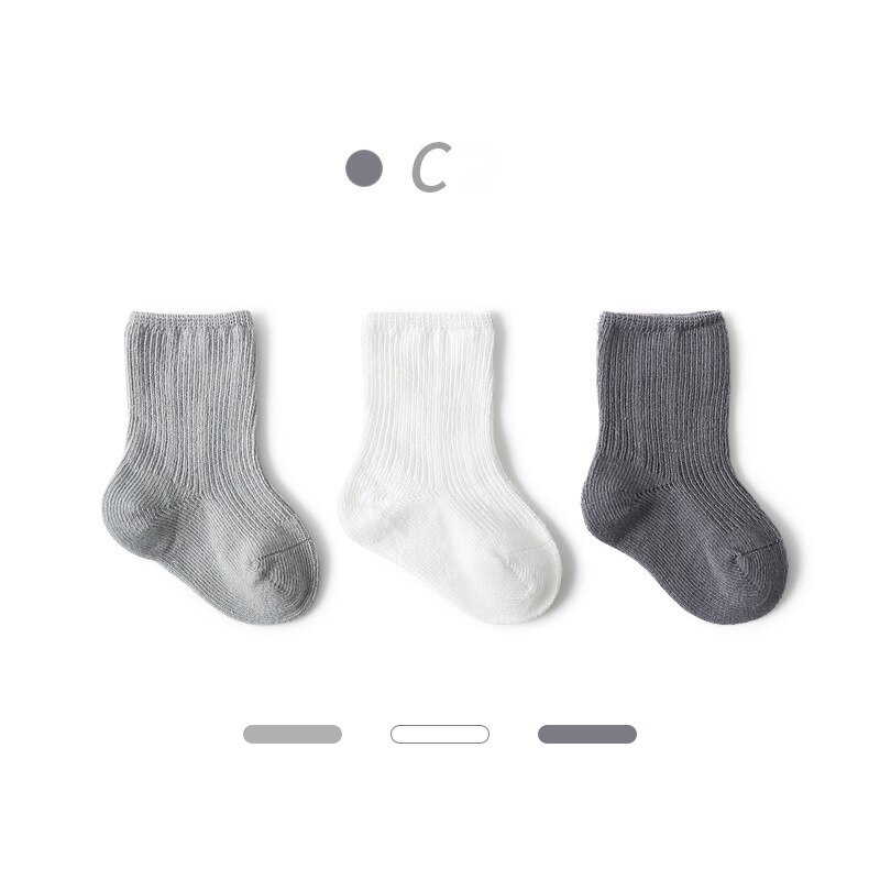 Lawadka 3 Paare/los Einfarbig Frühling und Herbst Socken Für Neugeborene Atmungsaktive Baumwolle Art Socken Für Jungen Mädchen Dünne Socken: C-Stil / 6-12M