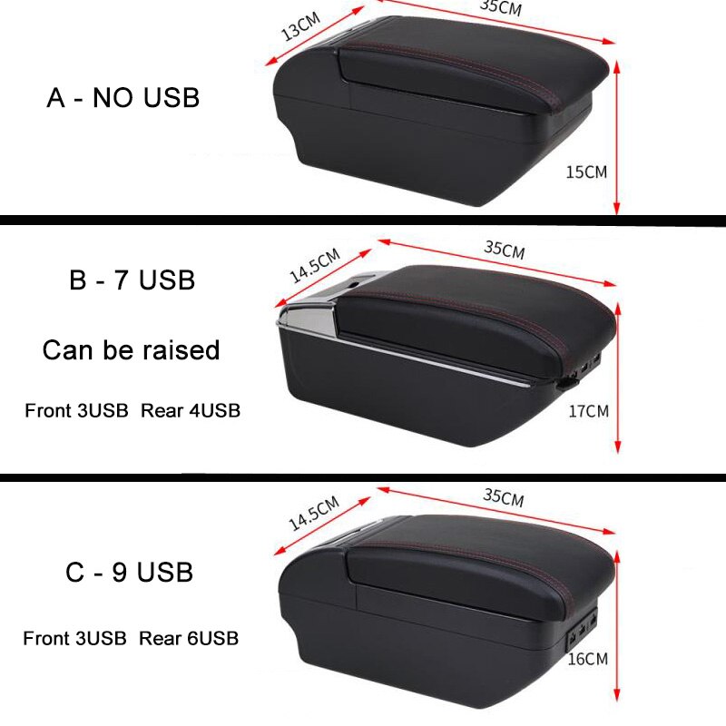 Boîte universelle d'accoudoir de voiture Auto accoudoir Central Pad Interface Usb Automobile boîte de rangement intérieure pièces de modification réglables