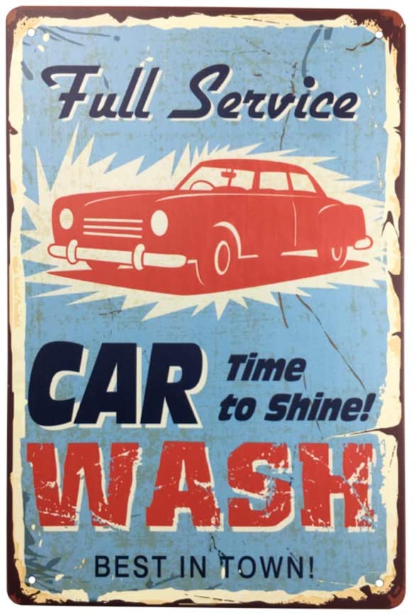 Great Car Wash Novelty Tin Metal Sign: Navy Blue / 40x30cm