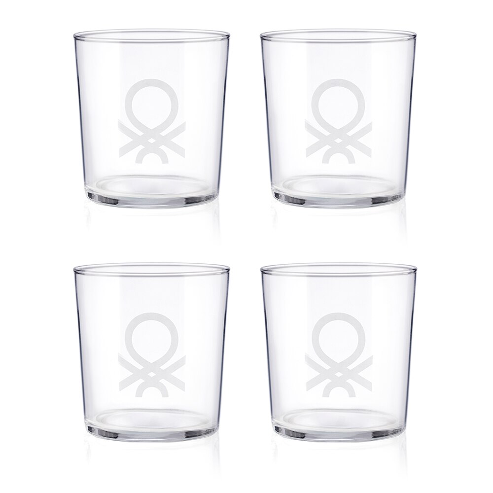 CASA BENETTON 4 PIÈCES (0.35 CL) VERRES À EAU AVEC LE LOGO NOIR: Default Title